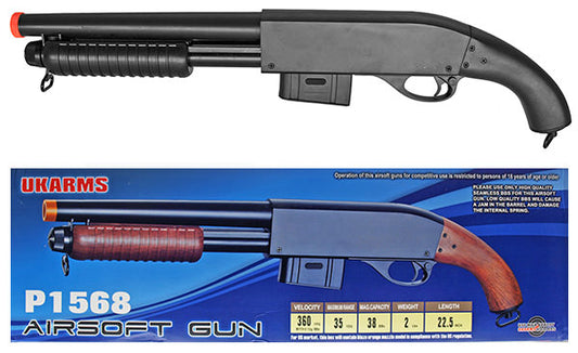 P1568B Spring Powered Shotgun FPS-360 Airsoft Gun (Black) Airsoft Rifle