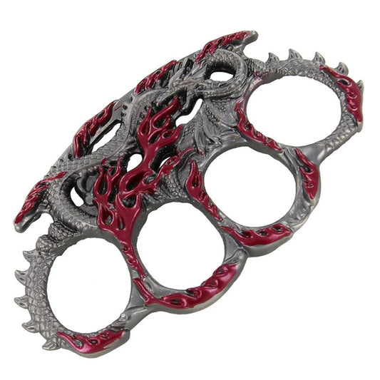 Flaming Dragon Drakaina Brass Knuckle Buckle