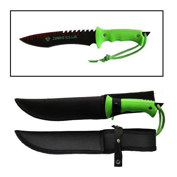Zombie Killer Tactical Hunting Survival Knife Fixed Blade Bowie SAWBACK