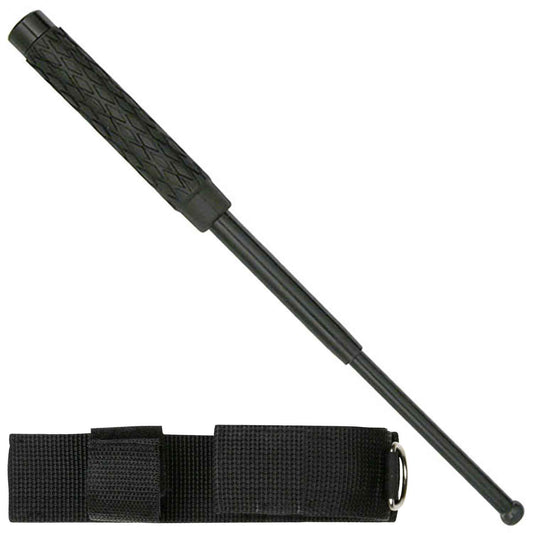 16 Inch Police Baton Telescoping With Pouch Rubber Grip