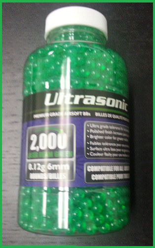 Ultrasonic Premium Grade Airsoft Green 0.12G 6mm BBs 2000 Count