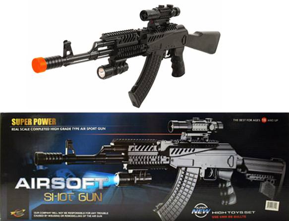 Spring Tactical AK47 Rifle Airsoft Gun With Laser AND Flash Light AIR SOFT