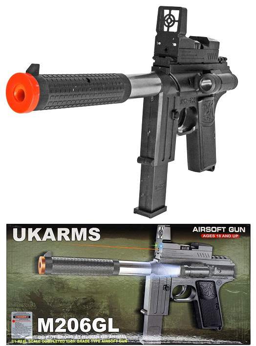 M206GL Spring Pistol With Crosshair Sight & Laser Flashlight