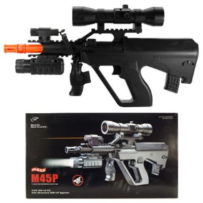 M45P Spring Uzi Rifle with Laser & Flashlight and Red Dot Scope