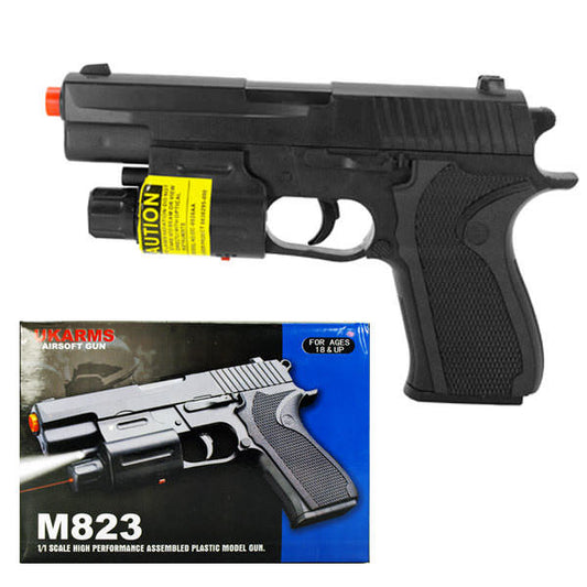 M823 Spring Airsoft Pistol Hand Gun with Light & Laser
