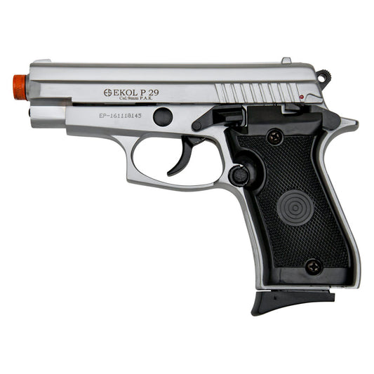 P29 Semi Automatic Front Firing Blank Pistol Nickel Finish