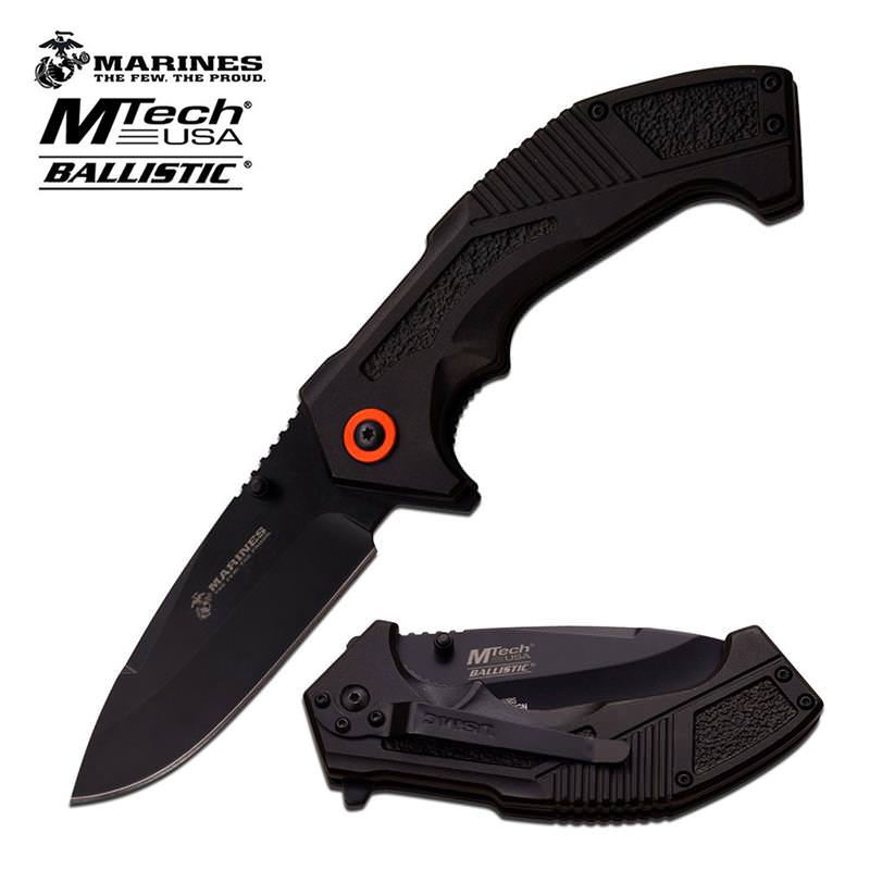 Mtech USA US Marines The Few The Proud Ballistic Spring Assisted Knife In Black