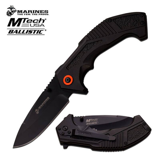 Mtech USA US Marines The Few The Proud Ballistic Spring Assisted Knife In Black