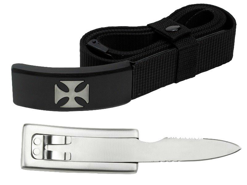 Adjustable Nylon Belt - Iron Cross Buckle Knife