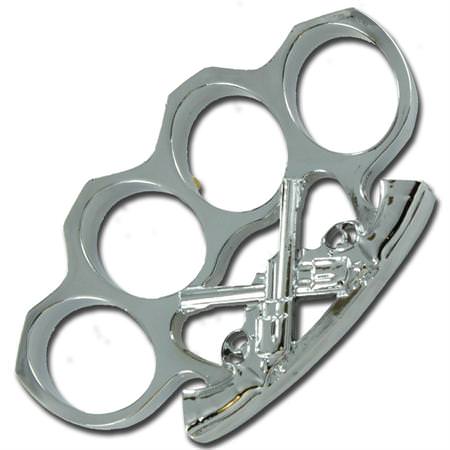 Wild West Gun Slinger Knuckle Buckle Silver