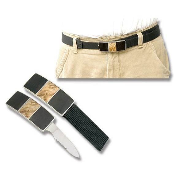 Adjustable Nylon Belt with Vertical Maple Burl-Pakkawood Buckle