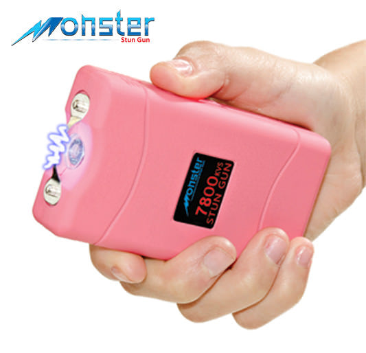 Monster 7.8 Million Volt Rechargeable Stun Gun - LED Light - Pink
