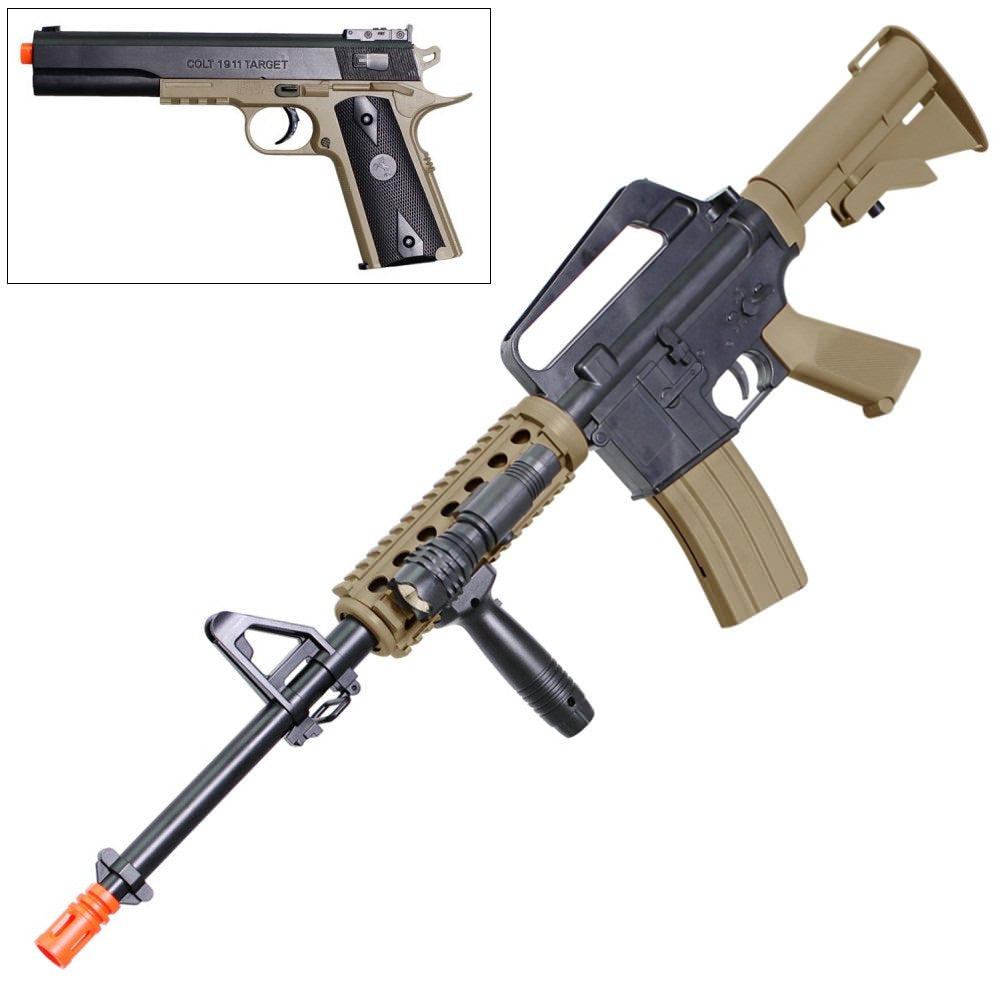 Colt M4 RIS Airsoft Rifle and 1911 Airsoft Pistol Spring Kit - 6mm BB Gun