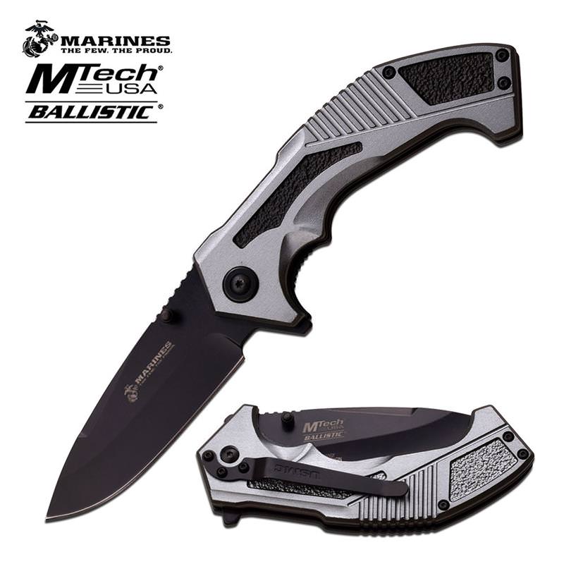 Mtech USA US Marines The Few The Proud Ballistic Spring Assisted Knife In Grey