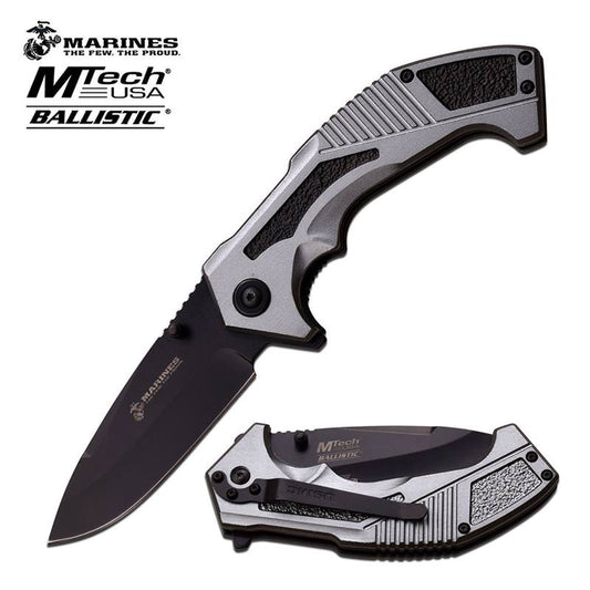 Mtech USA US Marines The Few The Proud Ballistic Spring Assisted Knife In Grey