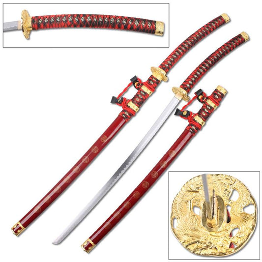 Jintachi Ceremonial Red Japanese Samurai Bushido Spirit Katana Sword