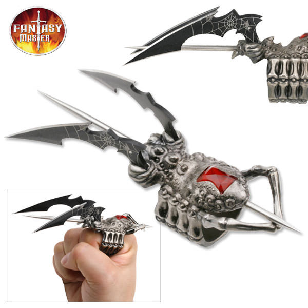 Rare Metal Spider Ring Knife With Two Blades And Spike In The Middle