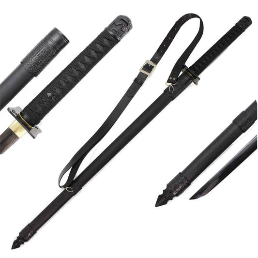 Kouga Ninja Full Tang Functional Carbon Steel Sword With Shoulder Strap