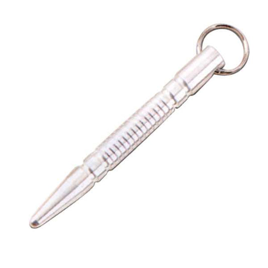 Pointed Tip Kubotan Keychain with Silver Finish