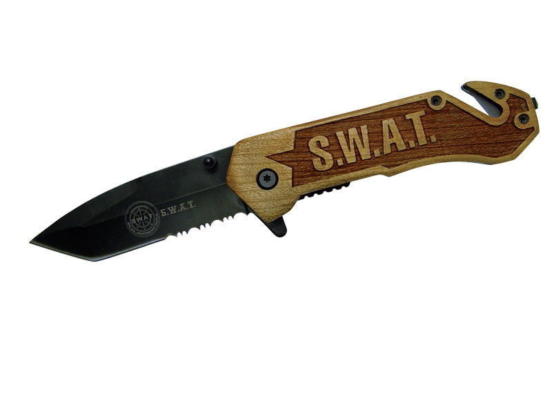 Assisted Opening Rescue Knife - Wood Handle