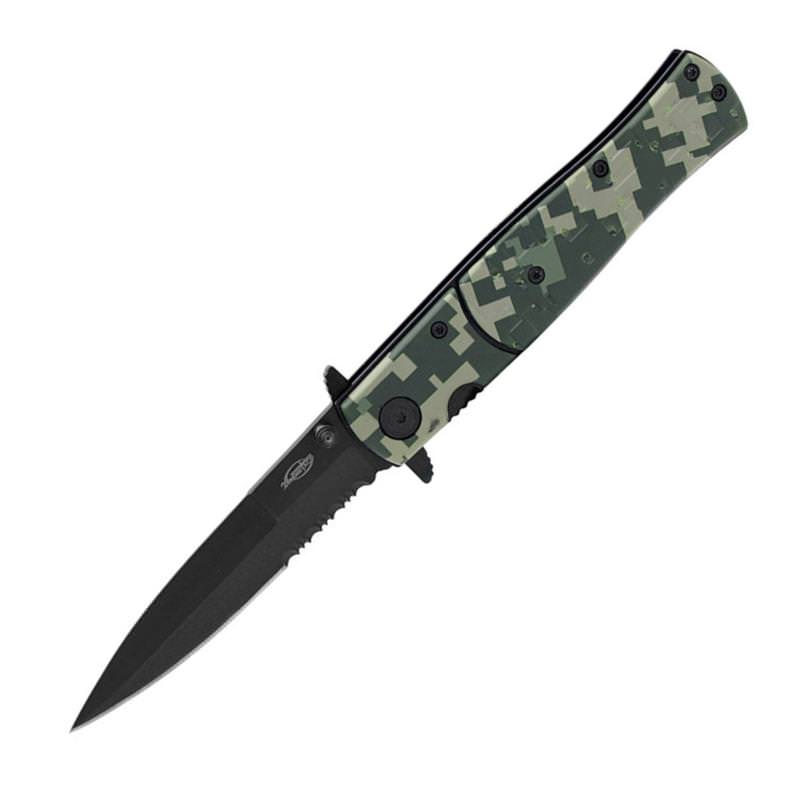 Digital Green Camo Stiletto Style Assisted Opening Knife