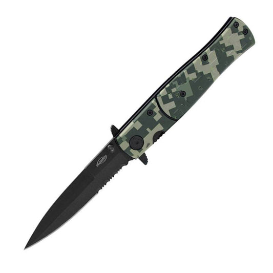 Digital Green Camo Stiletto Style Assisted Opening Knife