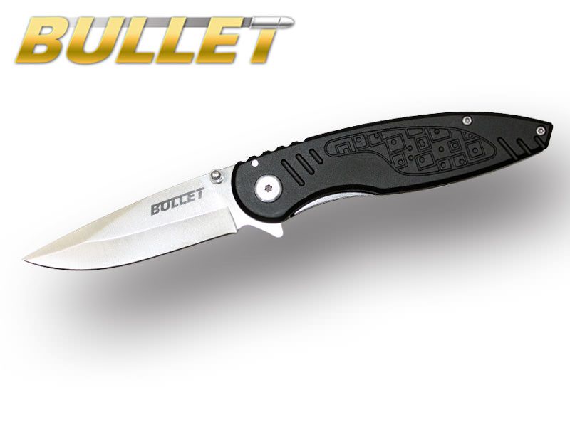 BULLET Diamond Blade Spring Assisted Opening Knife - Black Handle