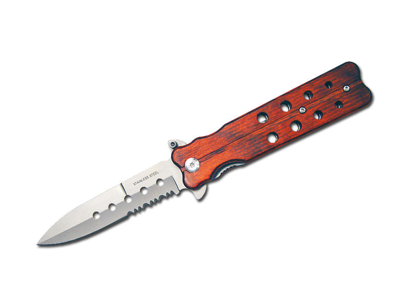 Butterfly Style Pakkawood Handle Spring Assist Knife