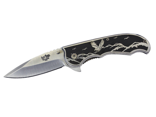Eagle Design Printed Metal Handle Assisted Open Knife