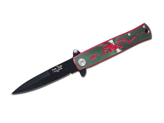 4.5 Inch Spring Assisted Opening Dragon Folding Knife - Red