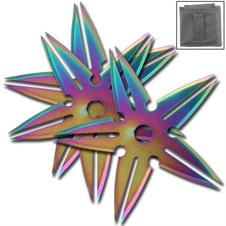 3 Pcs Spinning Moon Throwing Stars - Titanium 4 Inch Diameter