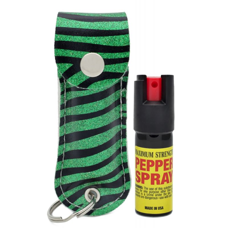 Snake Skin Pattern Personal Defense Pepper Spray OC-18 1/2 oz - Zebra Green