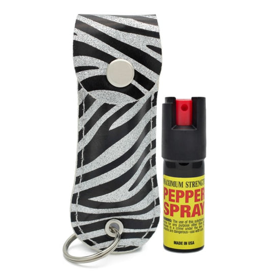 Snake Skin Pattern Personal Defense Pepper Spray OC-18 1/2 oz - Zebra