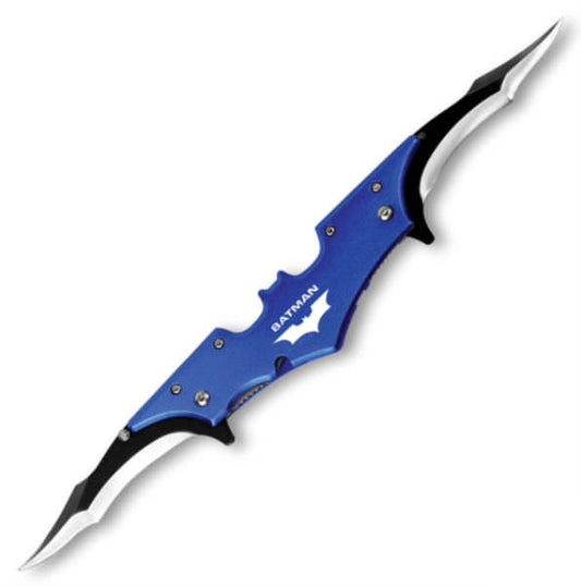 Mini Blue Batman Spring Assisted Double Blade Knife