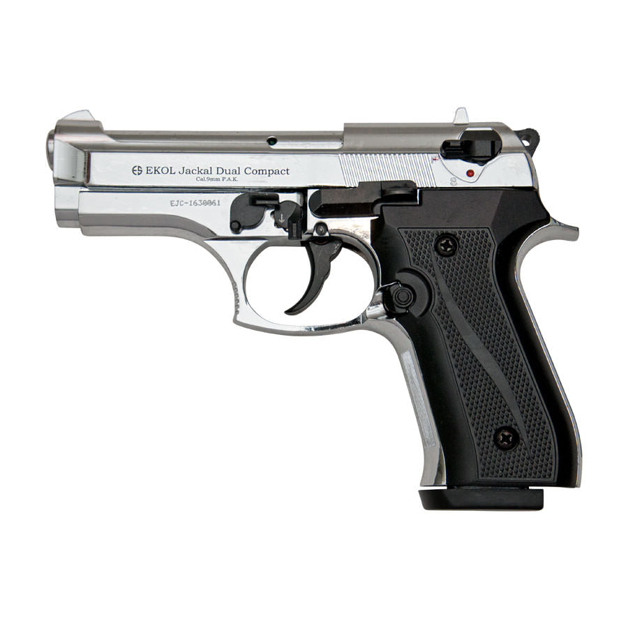 Jackal Compact Chrome Finish Full Auto Machine Gun Blank Pistol