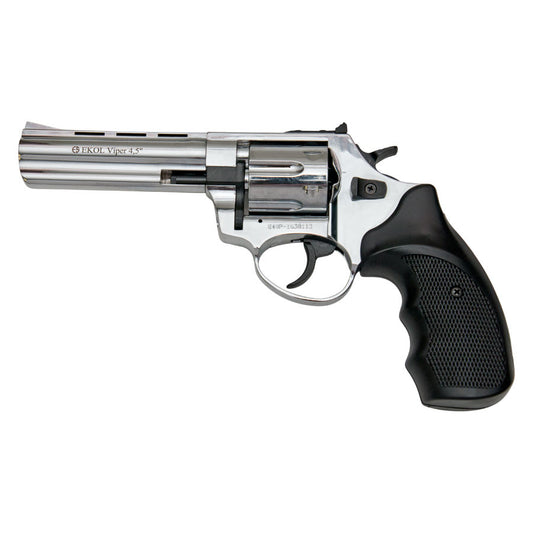 Viper 4.5 Inch Barrel 9MM Blank Firing Revolver Chrome Finish