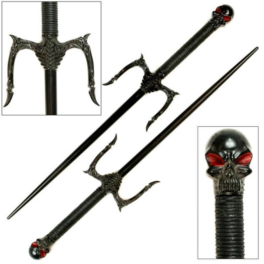 Dark Skeleton Sai Set With Bones and Cord Wrapped Handles