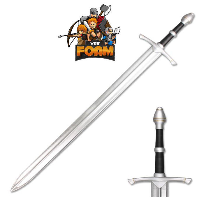 43" Medieval Foam Padded Sword with Metallic Chrome Finish on Blade