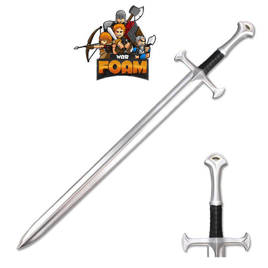 Medieval Foam Sword with Metallic Chrome Finish on Blade Cosplay Costume LARP