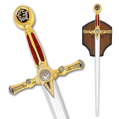 Classic Mason Sword With Wall Plaque