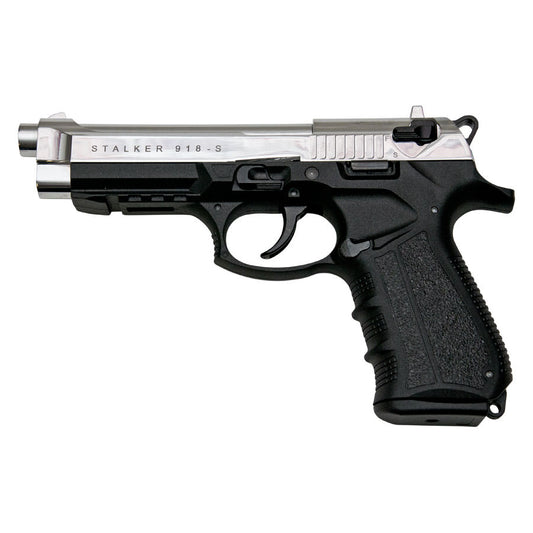 Stalker 918 Chrome Finish - 9mm Blank Firing Replica Zoraki Gun