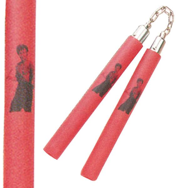 Nunchaku - Chained 12 Inch Red Foam Padded