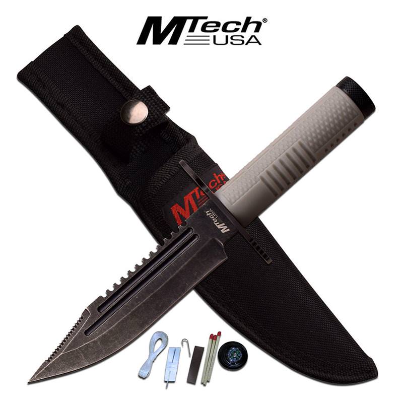 Mtech USA Fixed Blade Stealth Survival Knife Tennis Racket Handle Silver