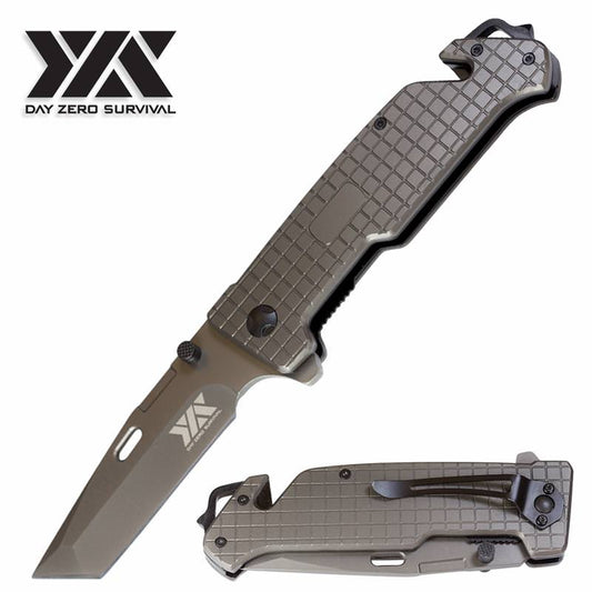 Heavy Duty Gunmetal Tactical Combat DZS Spring Assist Rescue Pocket Knife
