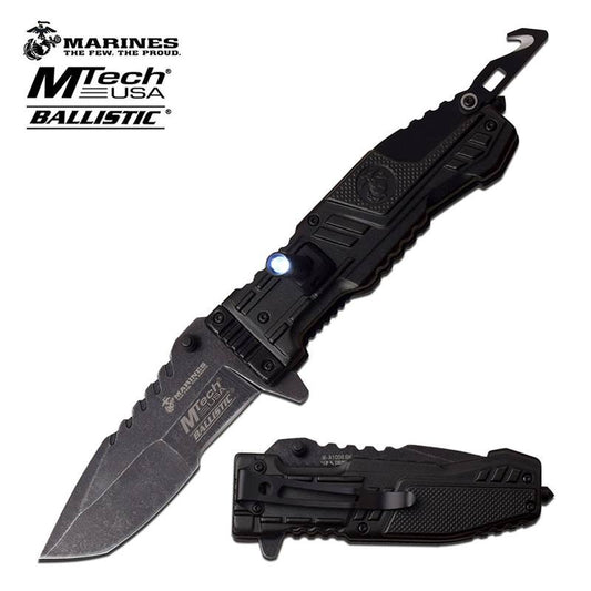 Mtech US Marines Tactical Lethal Spring Assisted Knife With LED Light
