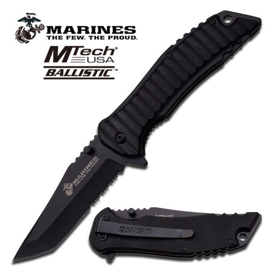 MTech USA US Marines Serviceman Spring Assisted Knife Black
