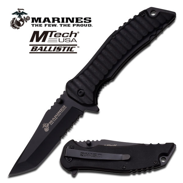 MTech USA US Marines Serviceman Spring Assisted Knife Black