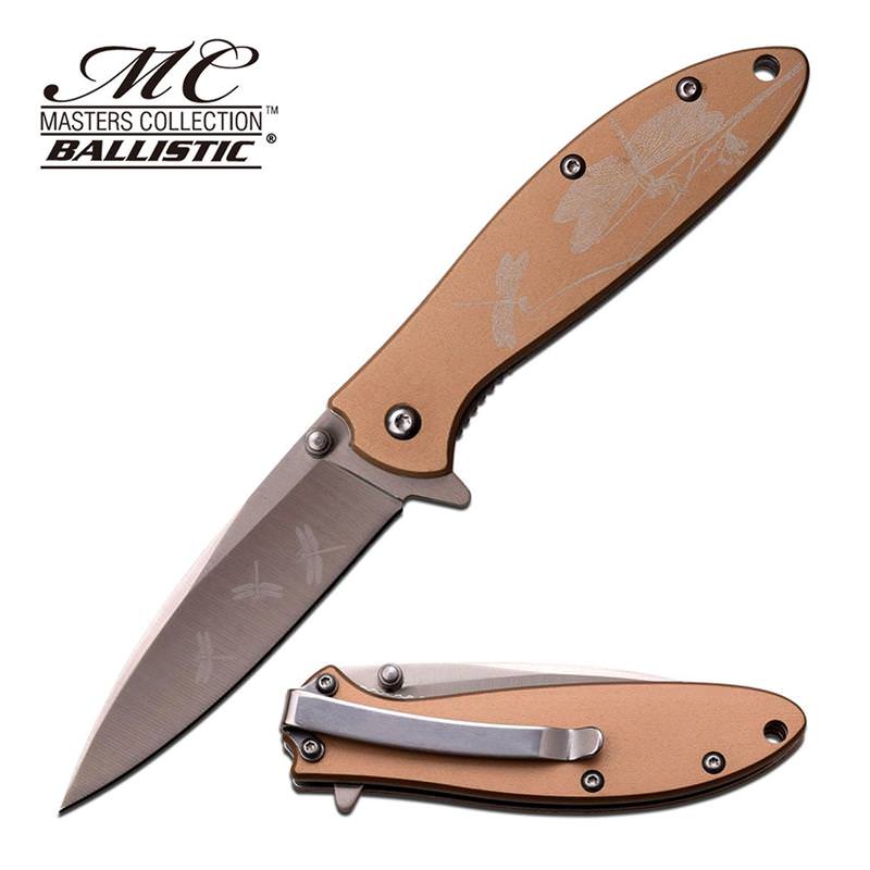 Masters Collection Ballistic Dragonfly Design on Blade And Handle Spring Assisted Knife