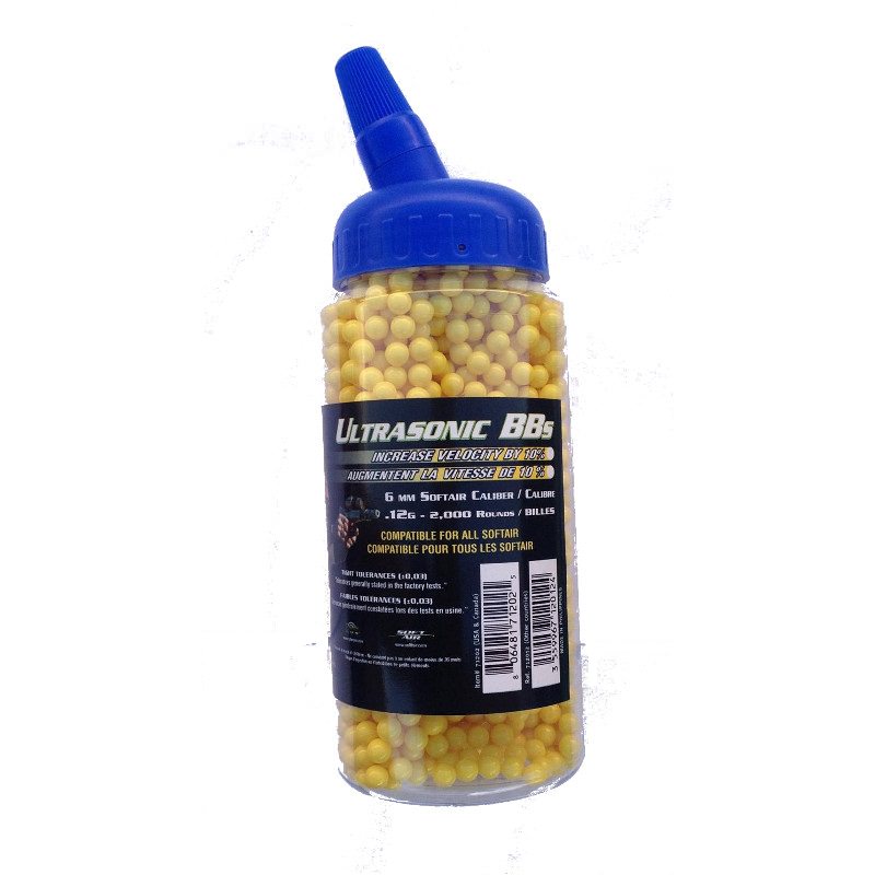 0.12g Ultrasonic 2000 Count 6MM Airsoft BBs In Speed Load Bottle Yellow