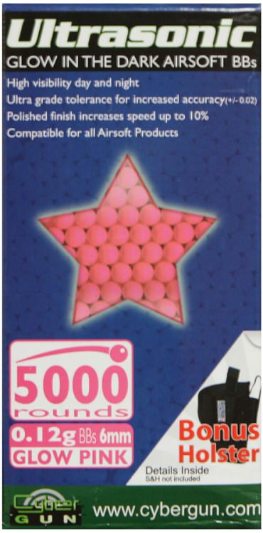 Ultrasonic Glow In The Dark Pink Recreation 6mm BBs 5000 Count